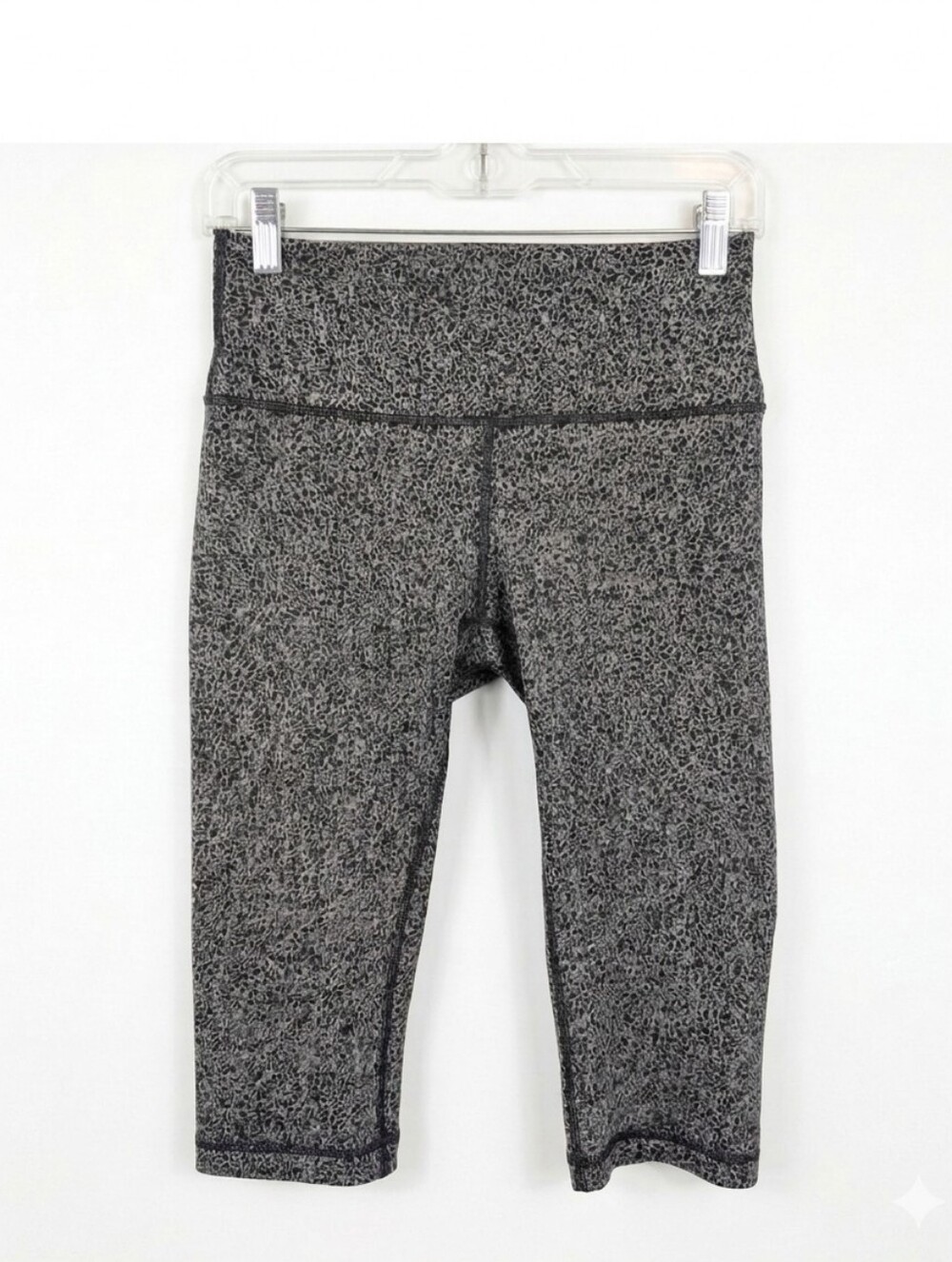 Lululemon Wunder Under High-Rise Crop Leggings - Crackle Jacquard Black Gray 8